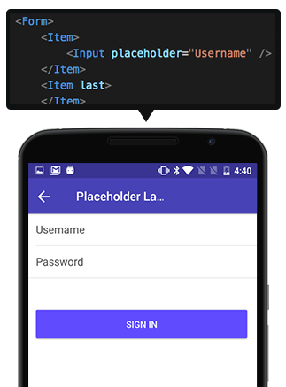 React Native code for Form in Android using NativeBase